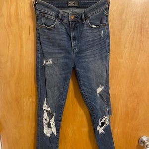 High Rise Distressed Dark wash jeans